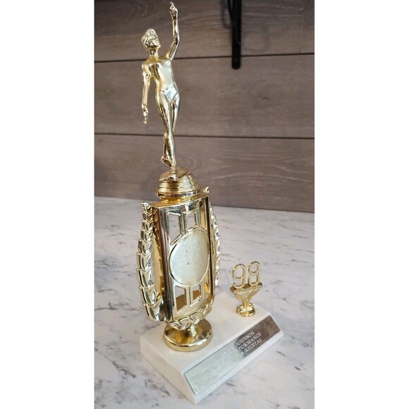 Vintage 1998 Baton Performance Trophy Marble Base 13"  Gold - Picture 4 of 7